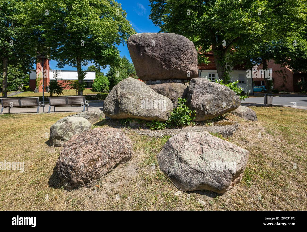 Germania, Billerbeck, Berkel, Baumberge, Muensterland, Westfalia, Renania settentrionale-Vestfalia, monumento commemorativo di Schlageter, intitolato a Albert Leo Schlageter, oggi chiamato prigioniero di guerra memoriale, blocchi erratici, gruppo di blocchi erratici Foto Stock