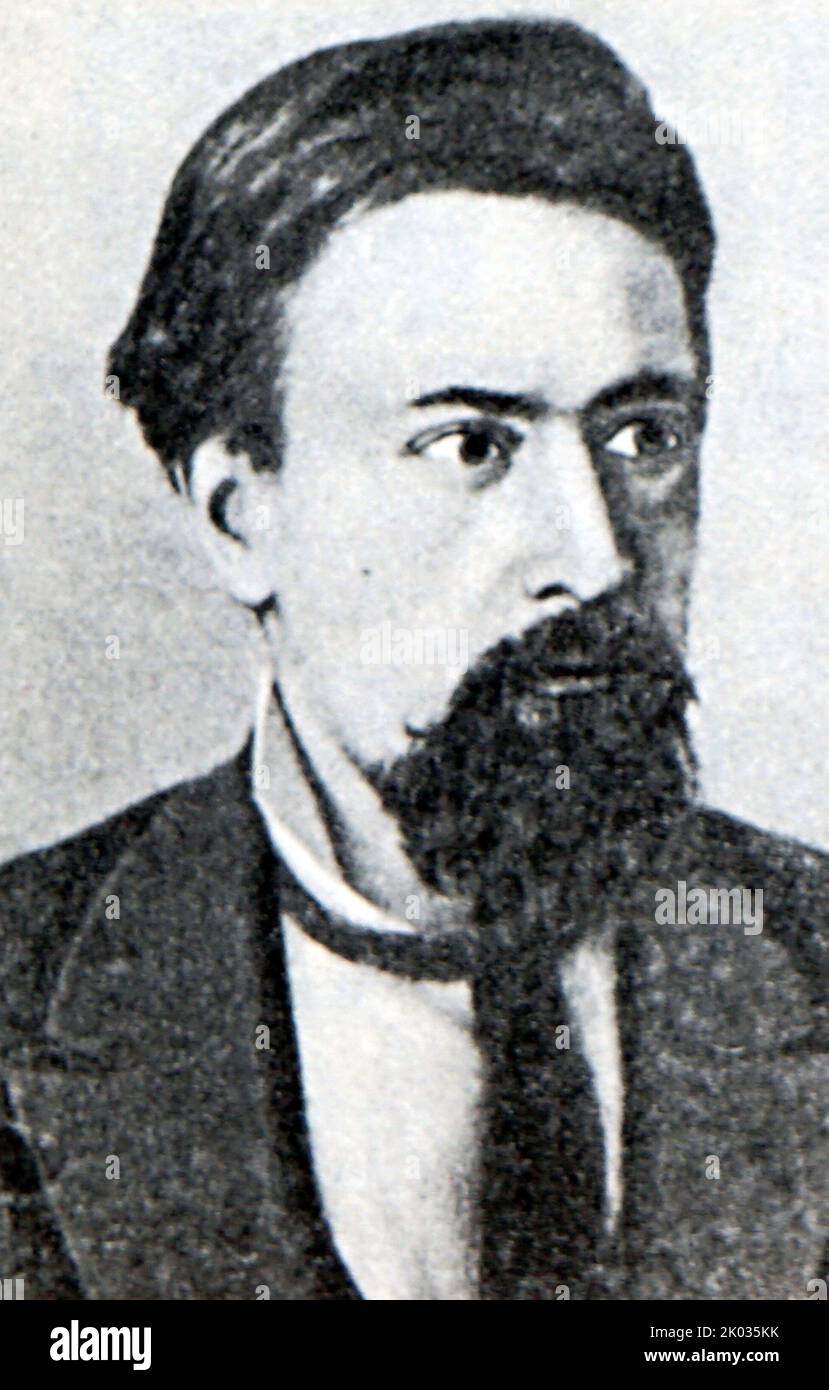 Nikolai Ivanovich Kibalchich (1853 - 1881) rivoluzionario russo di origine ucraino-serba che ha partecipato all'assassinio dello zar Alexander II come principale esperto esplosivo per Narodnaya Volya (la volontà del popolo), ed è stato anche un pioniere del razzo. Foto Stock