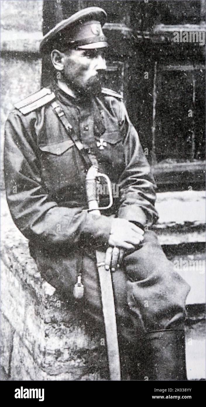 Il generale L. G. Kornilov era un ufficiale di intelligence militare russo, esploratore, e generale di origine Siberiana Cossack nell'esercito imperiale russo durante la prima guerra mondiale e la conseguente guerra civile russa. Foto Stock