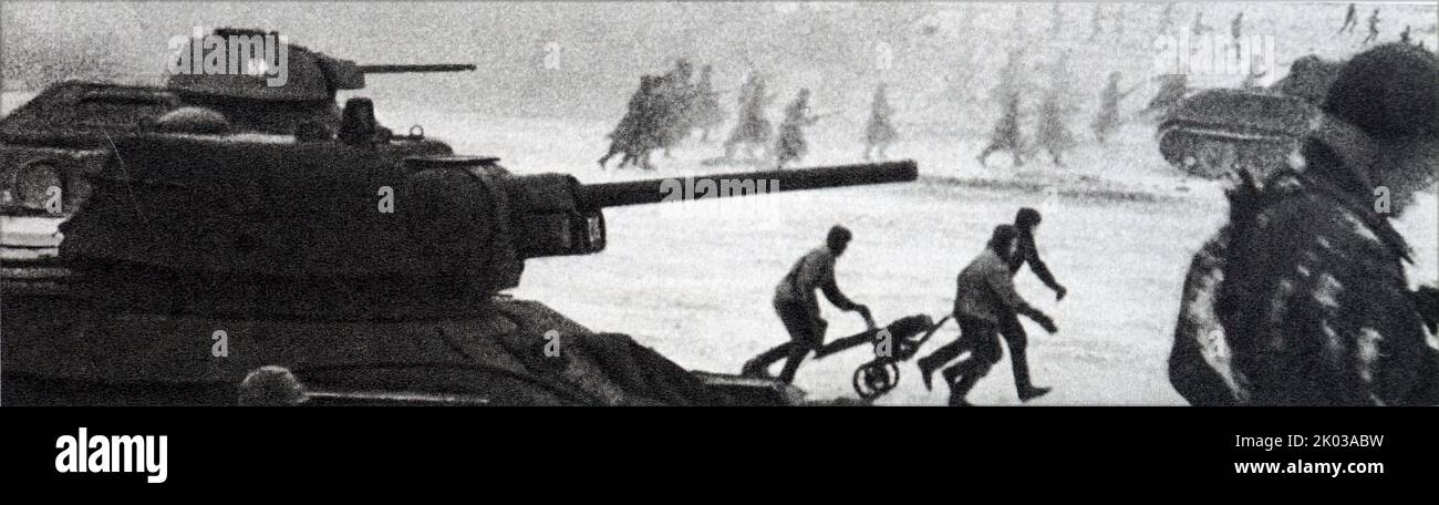 L'intero popolo sovietico come una persona si è sollevato sotto la guida del Partito comunista ad una guerra Santa e giusta contro gli invasori fascisti tedeschi che hanno attaccato la nostra patria socialista il 22 giugno 1941. Foto Stock