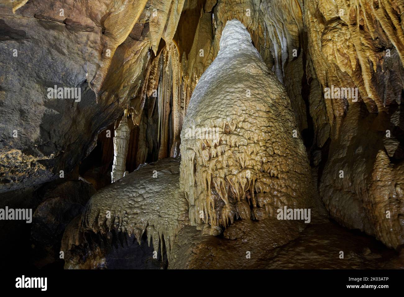 Caverna di drippstone, Grotte du Château de la Roche Foto Stock