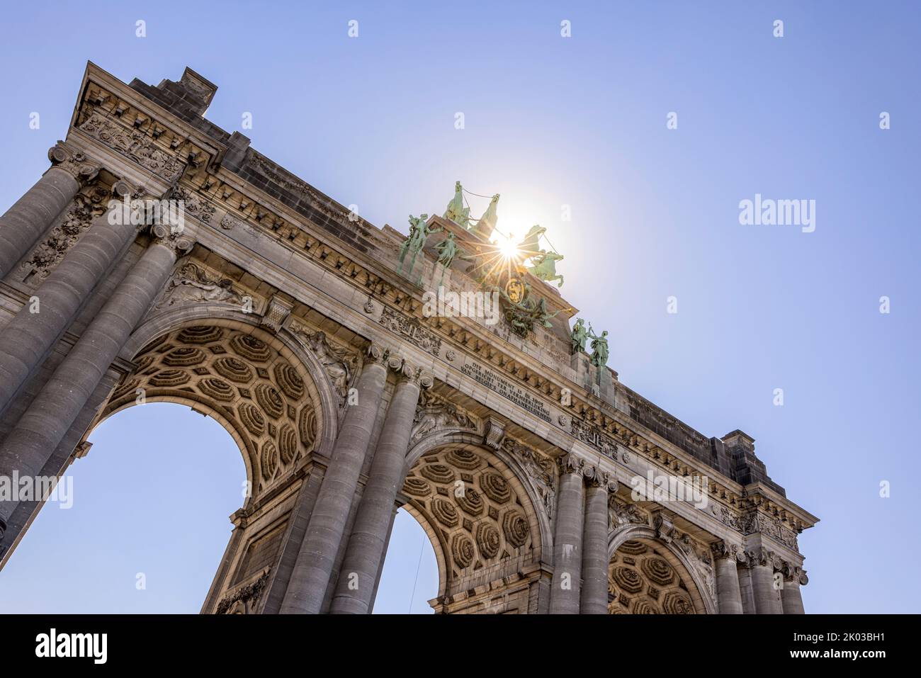 Arco trionfale al Parco del Giubileo. Bruxelles, Belgio. Foto Stock