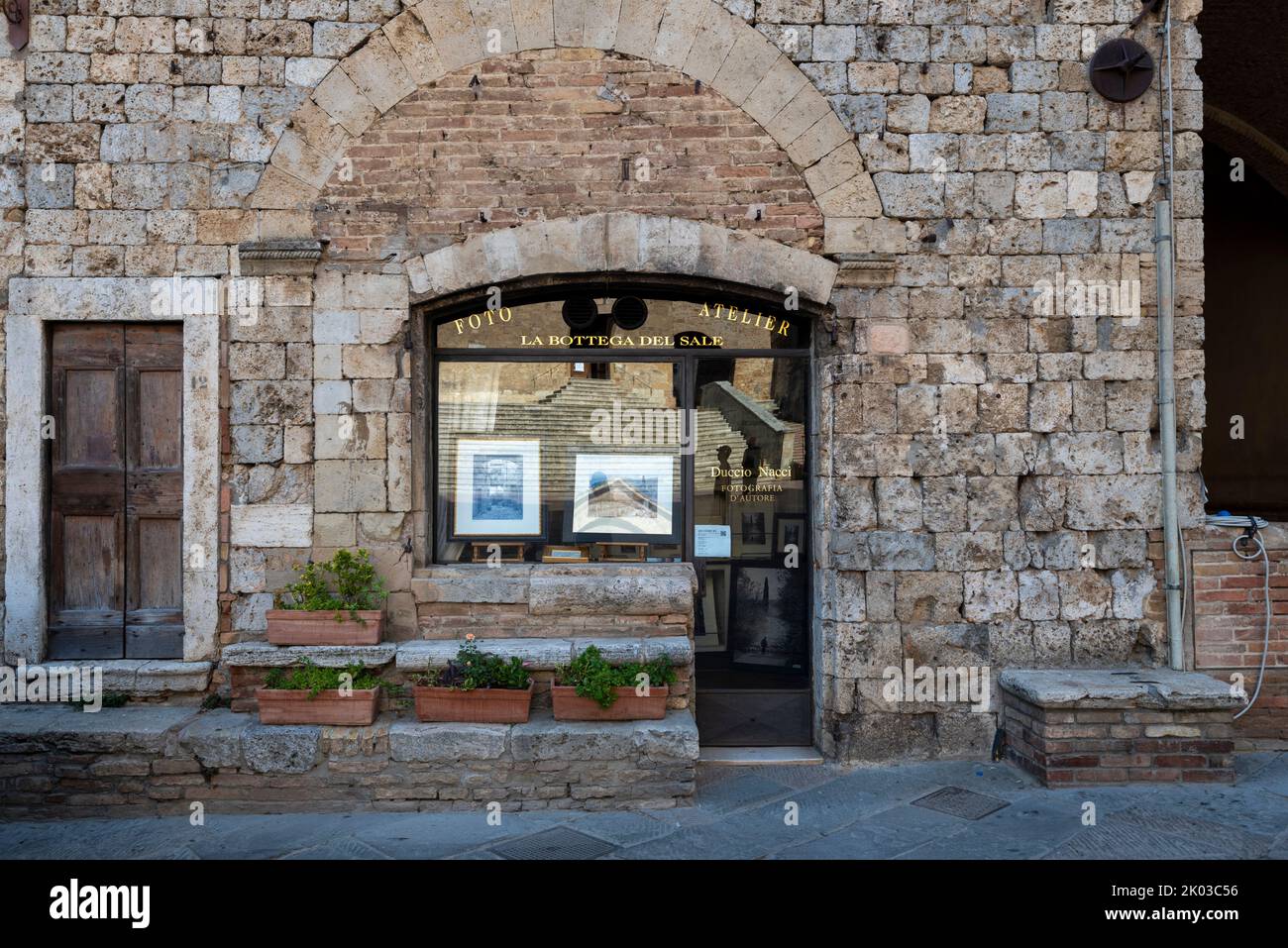 Studio fotografico, negozio fotografico, Piazza del Duomo, San Gimignano, Toscana, Italia Foto Stock