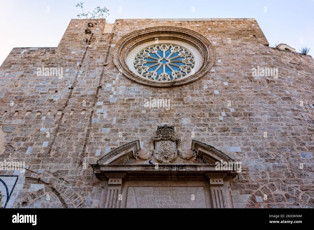 Caratteristiche edificio medievale a Valencia, Spagna Foto Stock