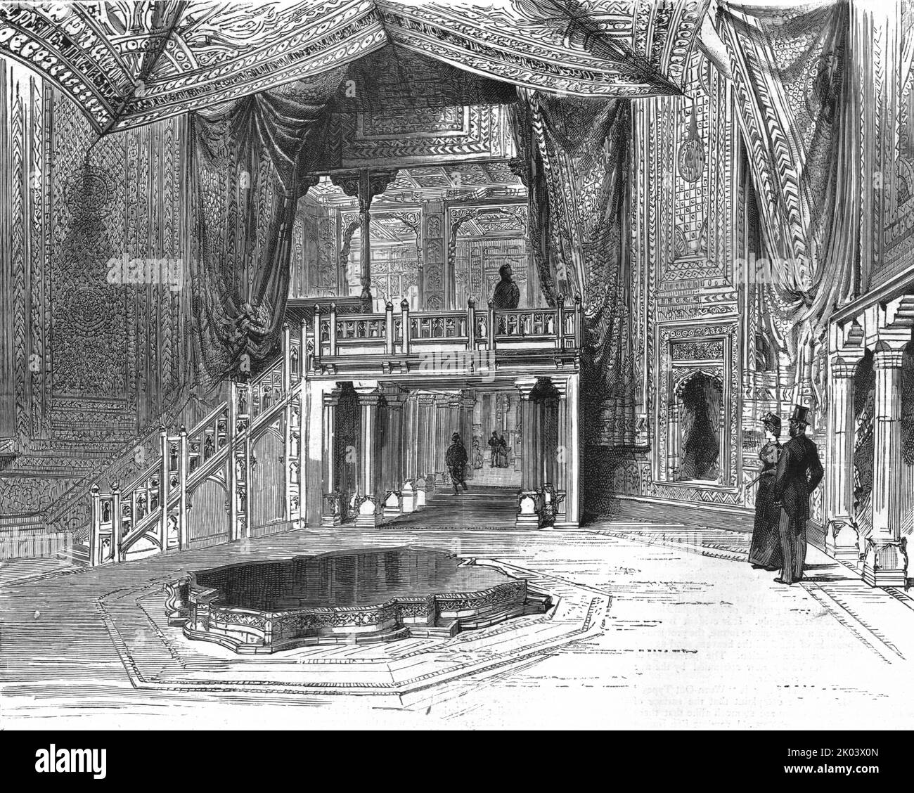 "The Colonial Exhibition, Indian section, The Durbar Tent in the Indian Palace", 1886. Da "The Graphic. Un quotidiano settimanale illustrato Volume 33. Da gennaio a giugno, 1886". Foto Stock