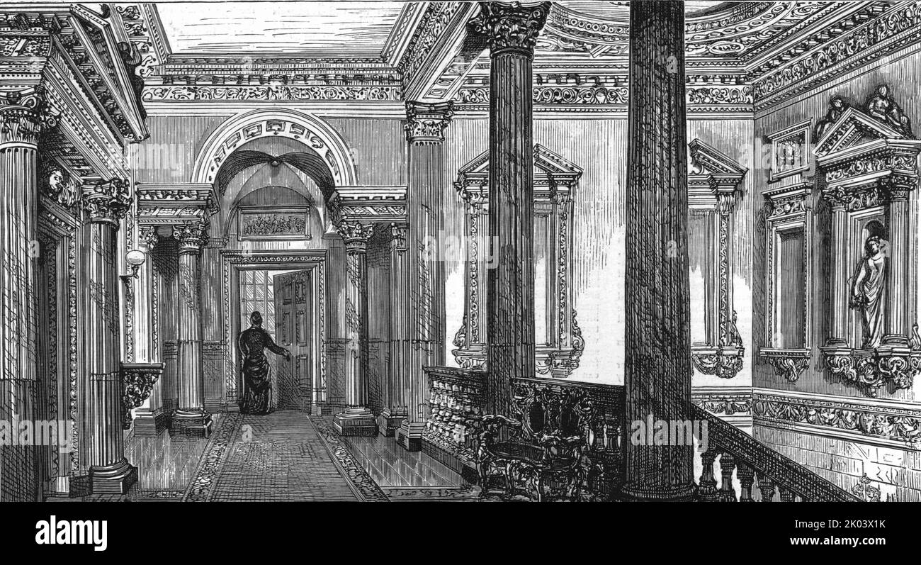 'An old London Mansion - 'Cowfields', 30 Old Burlington Street, Gallery to drawing Room Floor', 1886. Da "The Graphic. Un quotidiano settimanale illustrato Volume 33. Da gennaio a giugno, 1886" Foto Stock