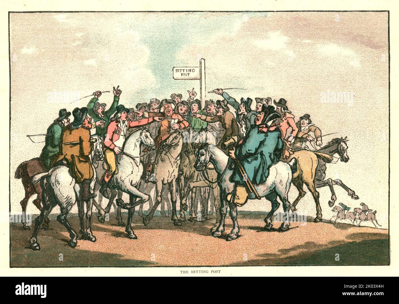 'The Humours of Horse Racing, The Betting Post', c1816 (1886). Da "The Graphic. Un quotidiano settimanale illustrato Volume 33. Da gennaio a giugno, 1886" Foto Stock