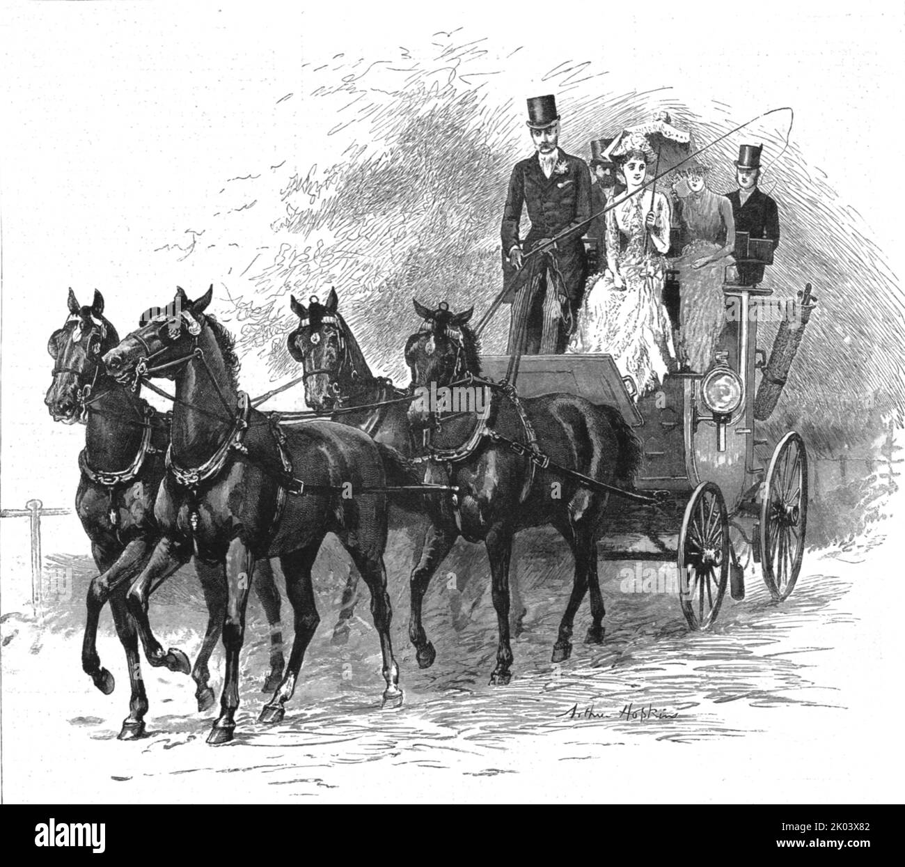 'La mia prima stagione'; Un drive to Hurlingham, 'ho avuto un posto a sedere accanto a Sir Guy che è molto orgoglioso di His Bay', 1890. Da "The Graphic. Un quotidiano settimanale illustrato", Volume 41. Da gennaio a giugno, 1890. Foto Stock