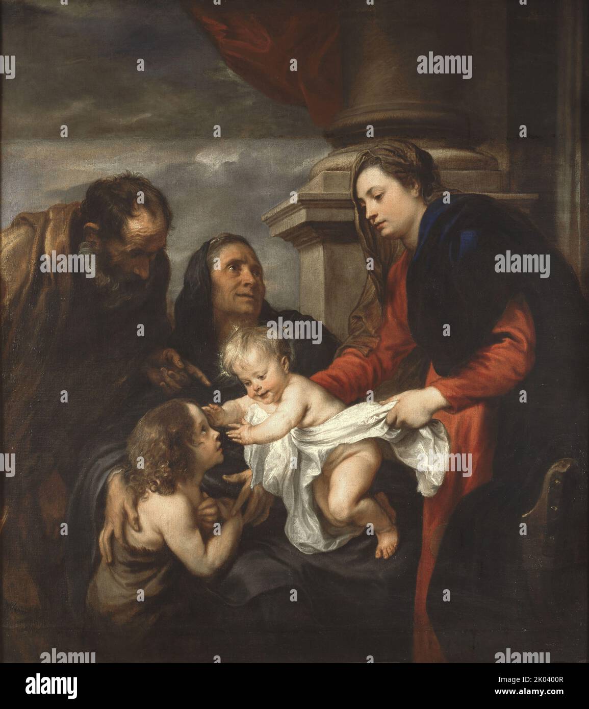 La Sacra Famiglia con i Santi Elisabetta e Giovanni Battista. Presente nella collezione della Galleria Sabauda di Torino. Foto Stock