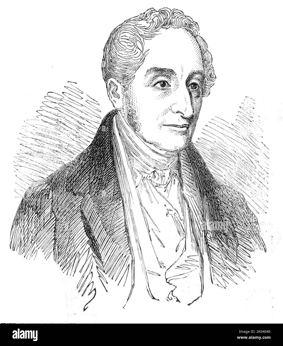 Il defunto Sig. Henry Fourdrinier, il patentee della macchina di carta, 1854. Ritratto dell'imprenditore britannico Henry Fourdrinier, '...perfector of...un'invenzione che ha contribuito materialmente alla diffusione della conoscenza e al progresso della civiltà, E senza il quale l'arte della stampa difficilmente avrebbe potuto arrivare a quella perfezione che ora ha raggiunto...la produzione di carta continua è diventata una delle scoperte più utili dell'epoca...questa invenzione ha permesso ai produttori di terracotta di aumentare la bellezza e la precisione dei loro disegni da parte del aiuto di un superiore k Foto Stock