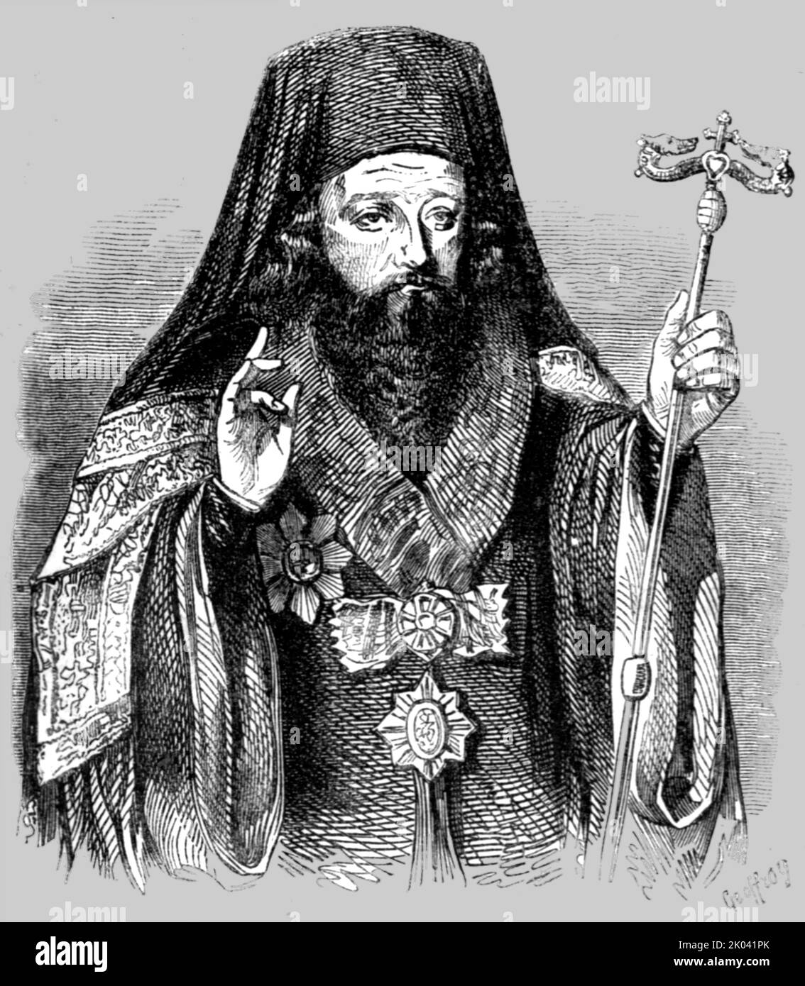 "L'Arcivescovo di Wallachia", 1854. Da "Cassells Illustrated Family Paper; London Weekly 31/12/1853 - 30/12/1854". Foto Stock