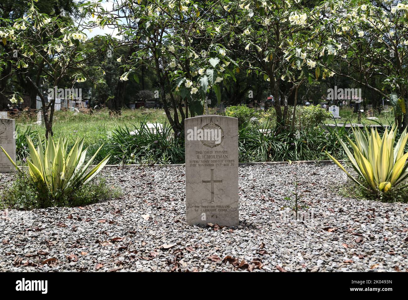 Nakuru, Rift Valley, Kenya. 9th Set, 2022. Una vista di una lapide presso le tombe di guerra del Commonwealth per la prima guerra mondiale e la seconda guerra mondiale presso il cimitero nord di Nakuru. Secondo la Commissione delle tombe della guerra del Commonwealth, il cimitero nord di Nakuru contiene 27 sepolture del Commonwealth della prima guerra mondiale e 45 dalla seconda guerra mondiale. Durante la seconda guerra mondiale, la regina Elisabetta, allora principessa, servì nel Servizio Territoriale ausiliario delle donne, il ramo femminile dell'esercito britannico. (Credit Image: © James Wakibia/SOPA Images via ZUMA Press Wire) Foto Stock