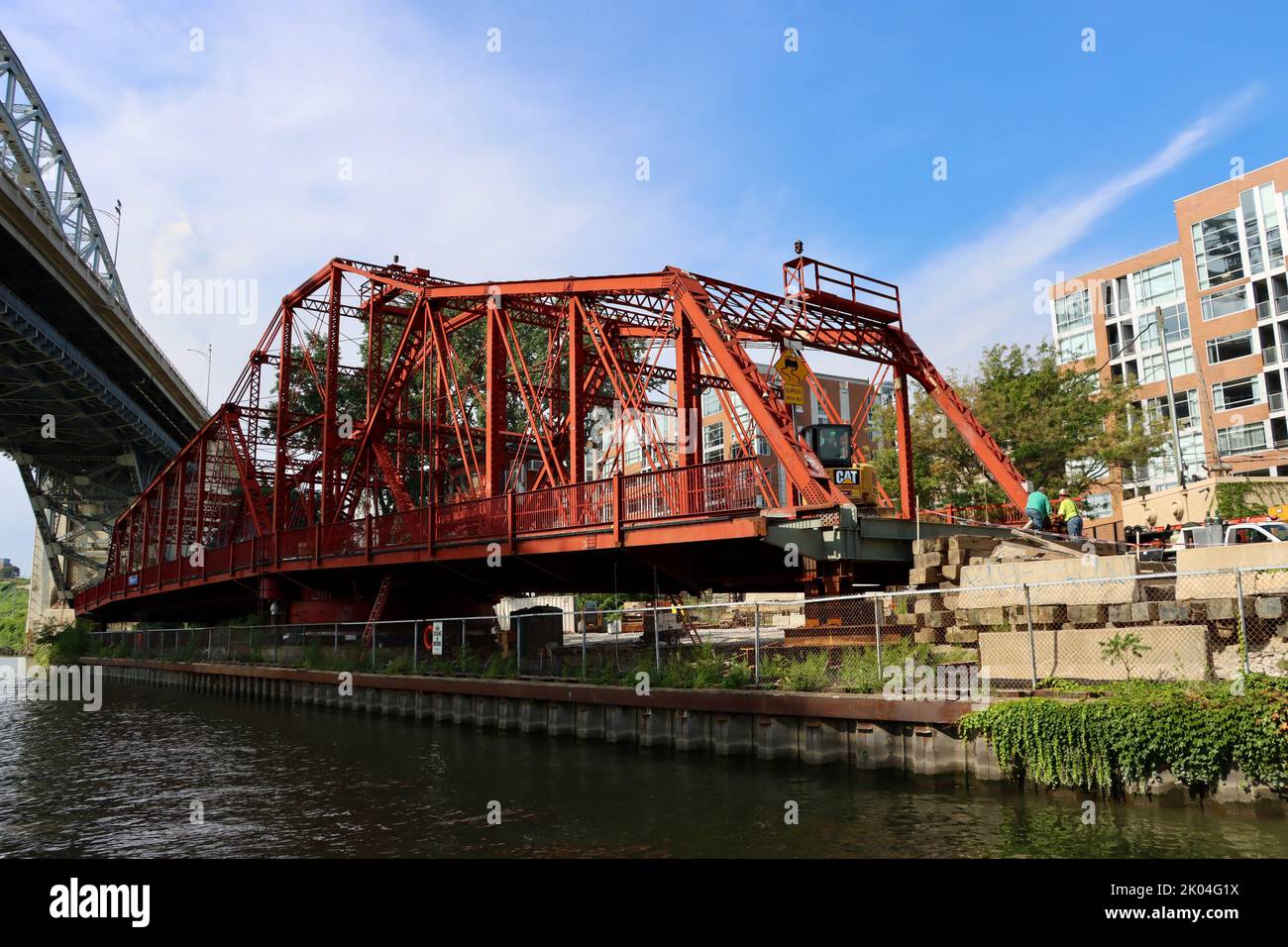 Center Street Swing Bridge a Cleveland, Ohio Foto Stock