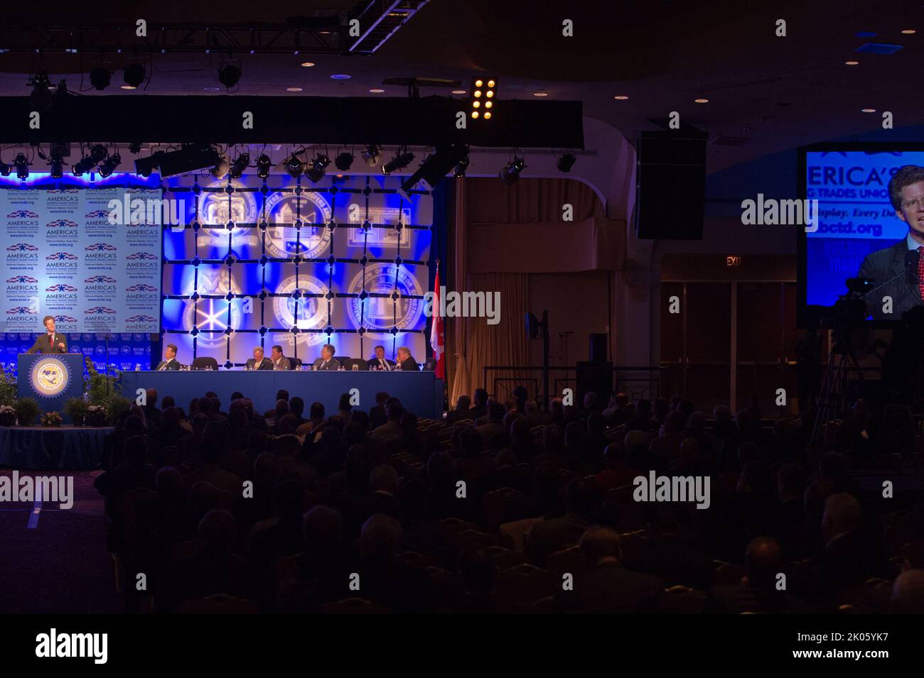 Attività alla American Federation of Labor-Congress of Industrial Organisations (AFL-CIO) Building and Construction Trades Convention, con intervento del Segretario Shaun Donovan. Foto Stock