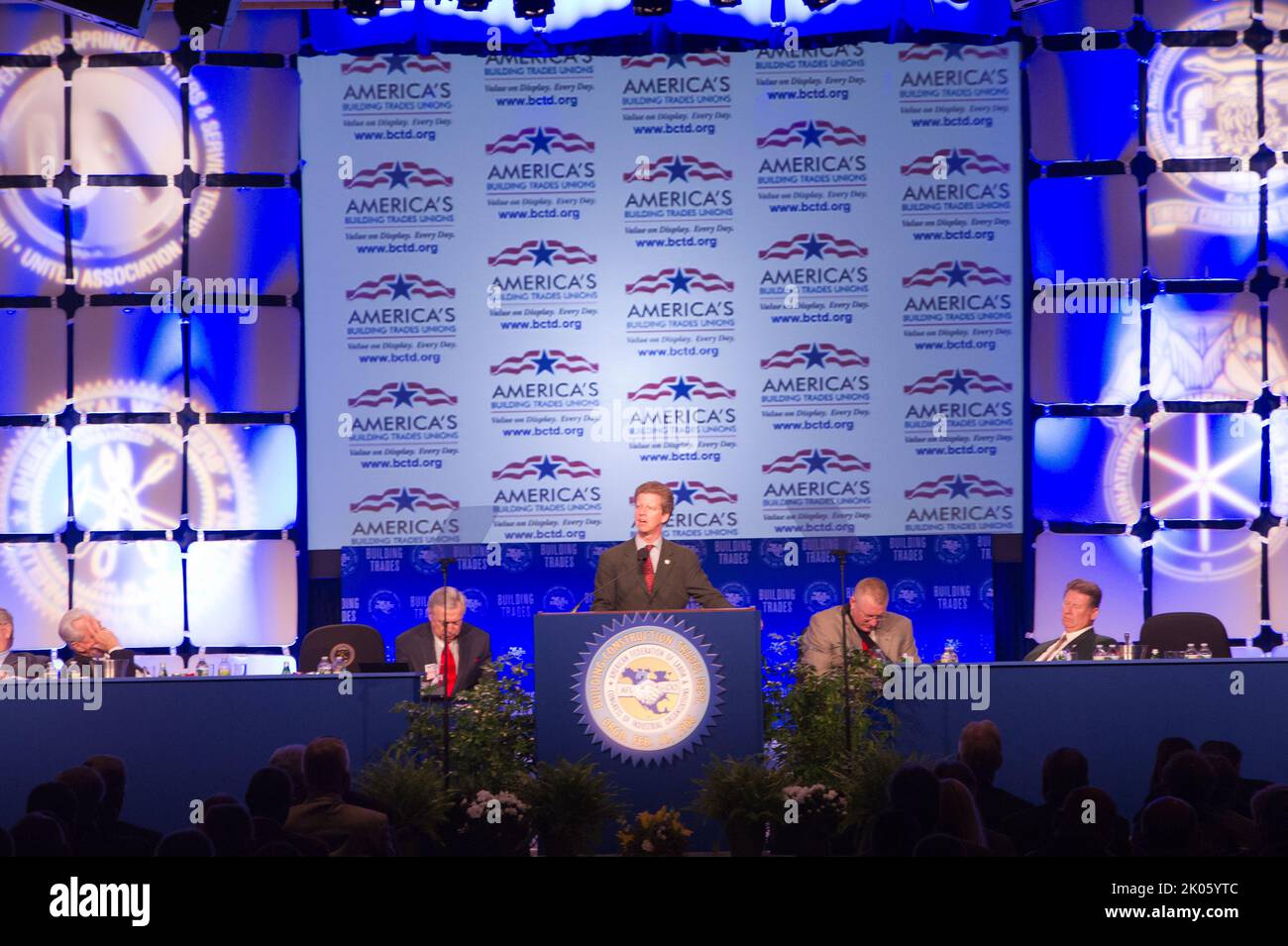 Attività alla American Federation of Labor-Congress of Industrial Organisations (AFL-CIO) Building and Construction Trades Convention, con intervento del Segretario Shaun Donovan. Foto Stock