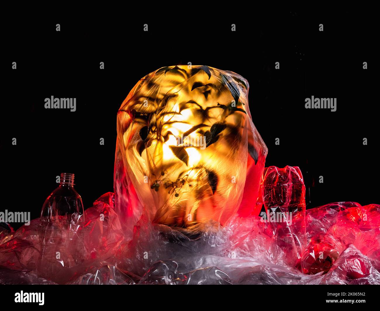 riscaldamento globale arte concettuale inquinamento plastico Foto Stock