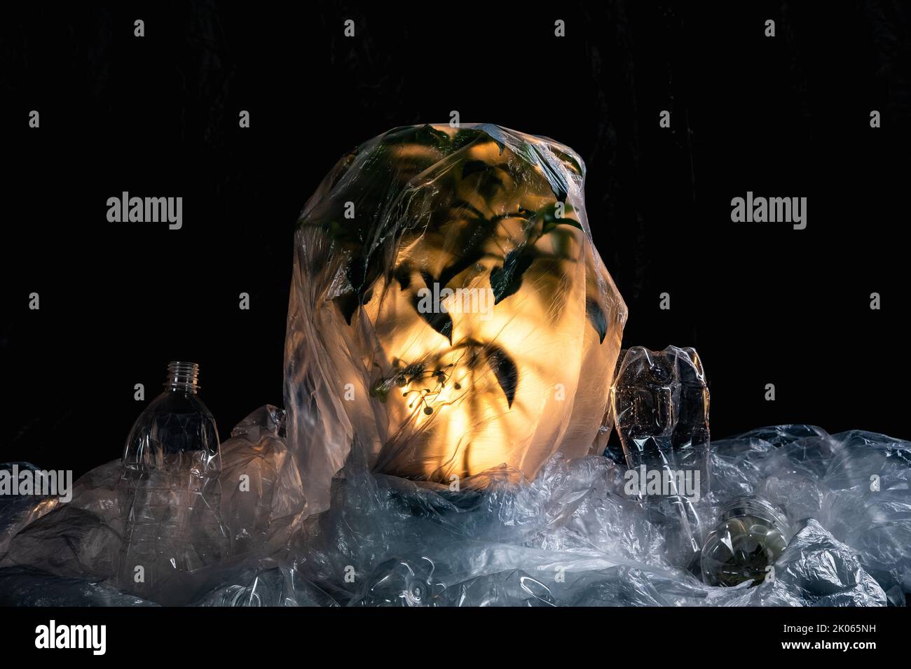 arte concettuale natura inquinamento riciclaggio plastica Foto Stock