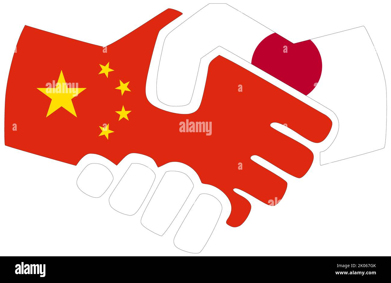 Cina - Giappone : Handshake, simbolo di accordo o di amicizia Foto Stock