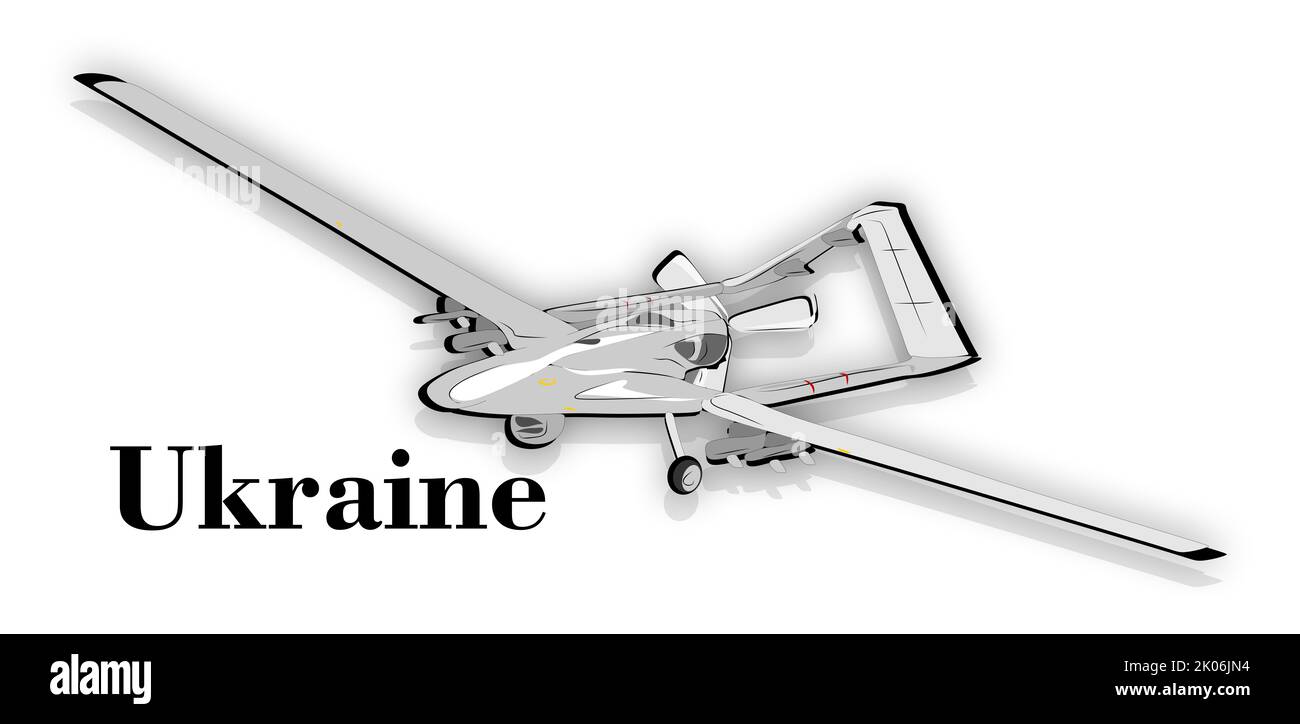 moderno aereo di esplorazione sul campo drone su sfondo ukrainisan e bandiera turca, area aerea esplorando dispositivo, servizio segreto diversità Foto Stock