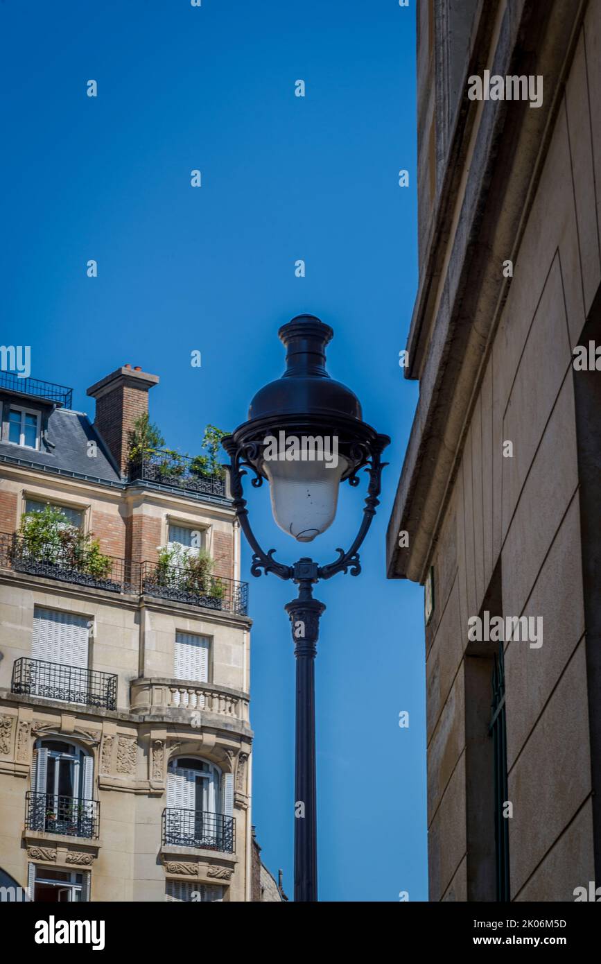 Lampione nel quartiere Latino, 5th° arrondissement, Parigi, Francia Foto Stock