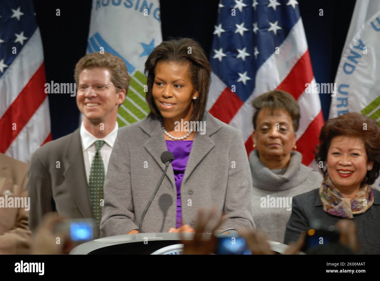Visita della First Lady Michelle Obama alla sede dell'HUD. Foto Stock