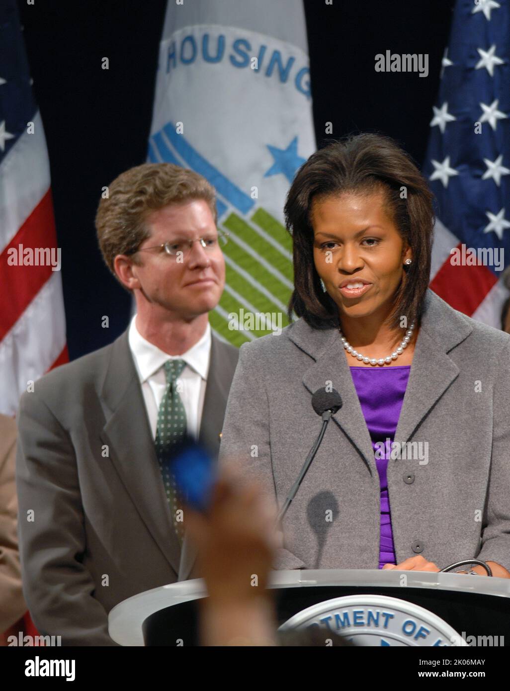 Visita della First Lady Michelle Obama alla sede dell'HUD. Foto Stock