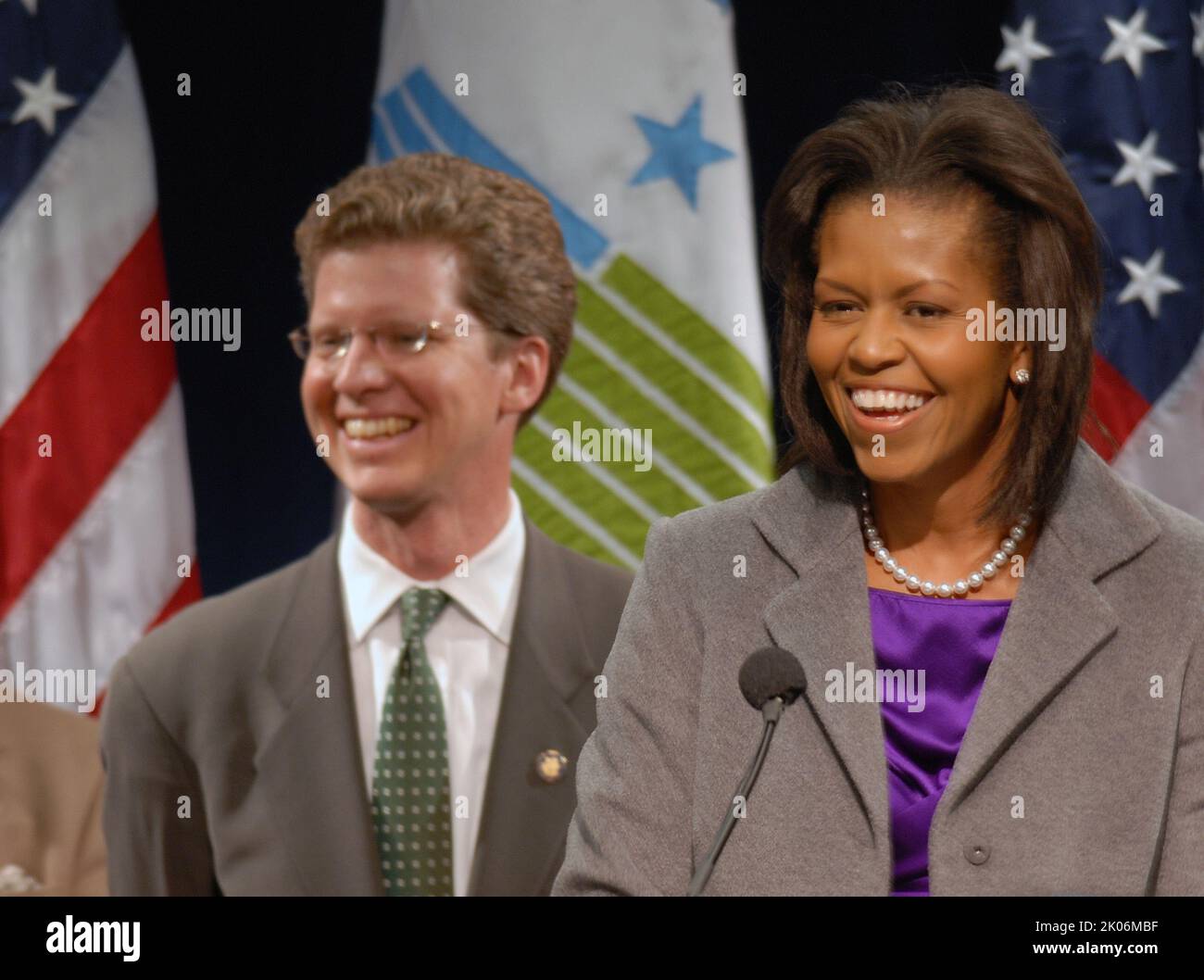 Visita della First Lady Michelle Obama alla sede dell'HUD. Foto Stock