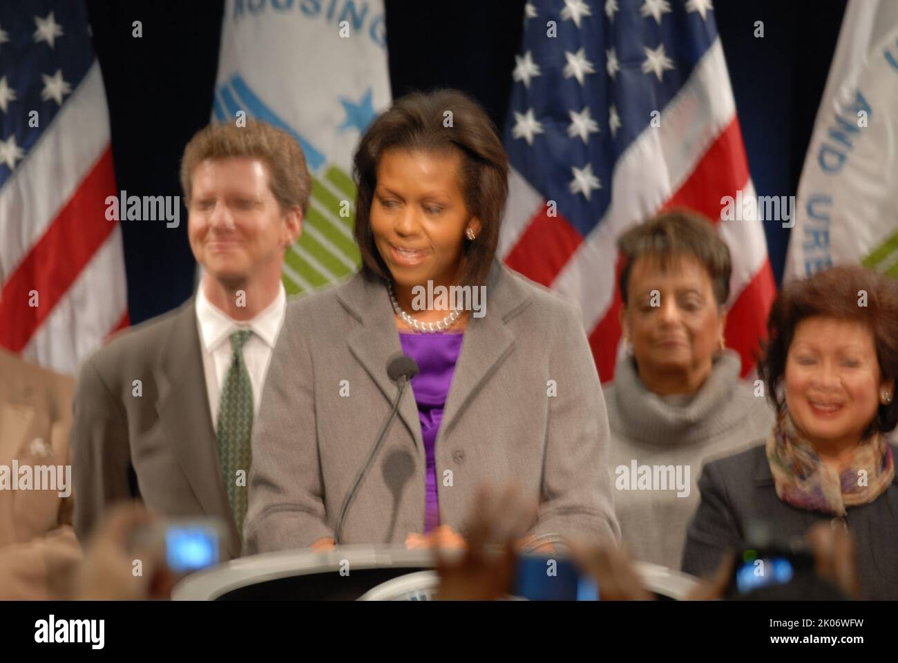 Visita della First Lady Michelle Obama alla sede dell'HUD. Foto Stock