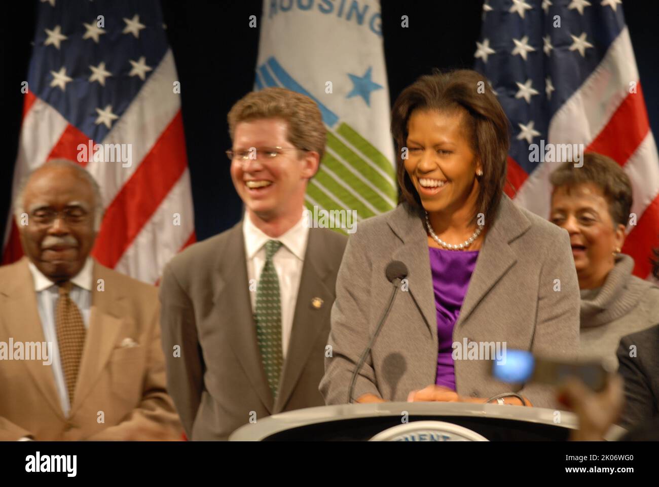 Visita della First Lady Michelle Obama alla sede dell'HUD. Foto Stock