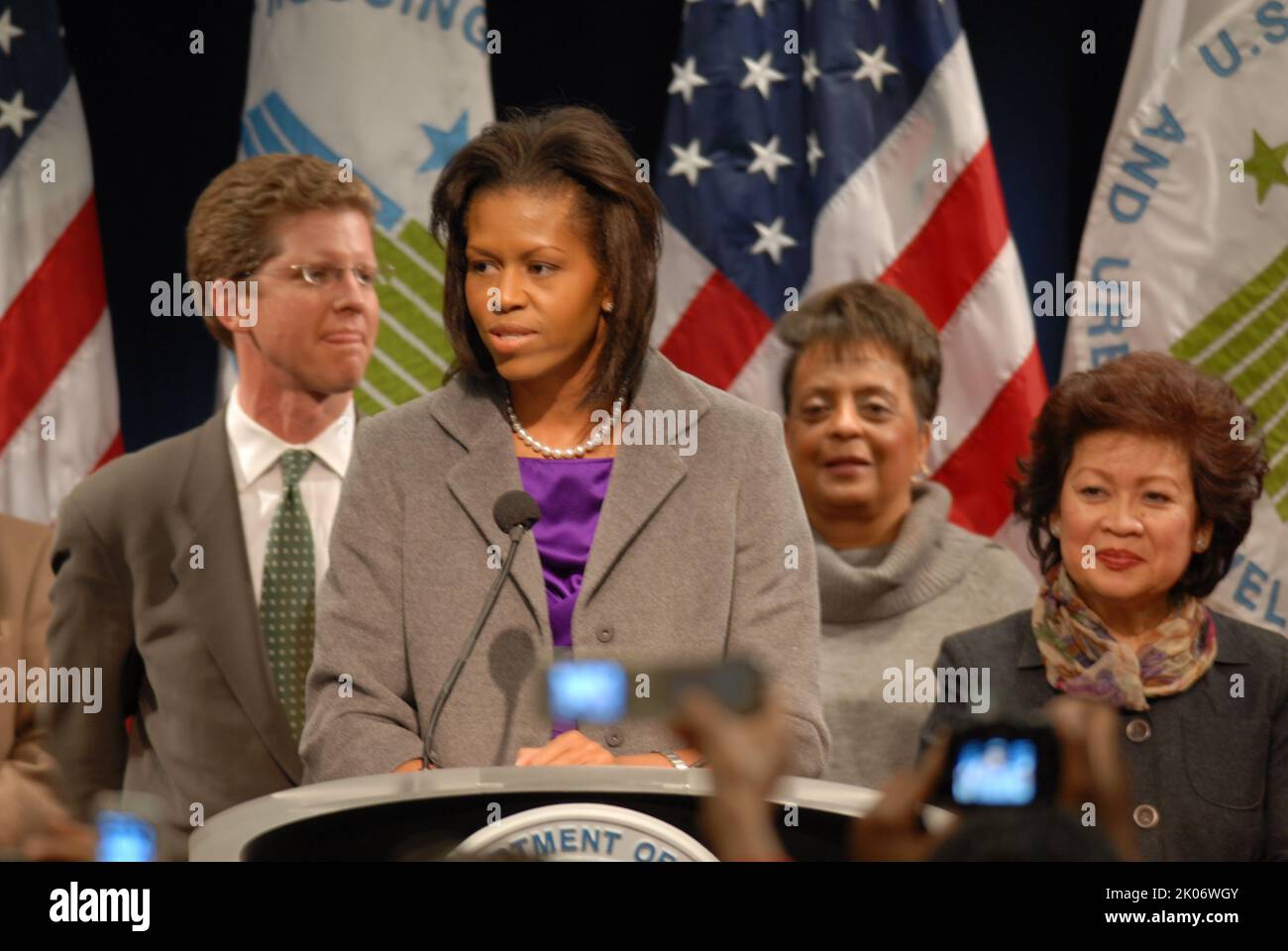 Visita della First Lady Michelle Obama alla sede dell'HUD. Foto Stock