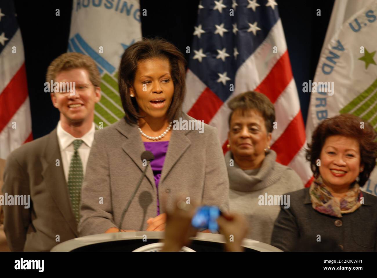 Visita della First Lady Michelle Obama alla sede dell'HUD. Foto Stock