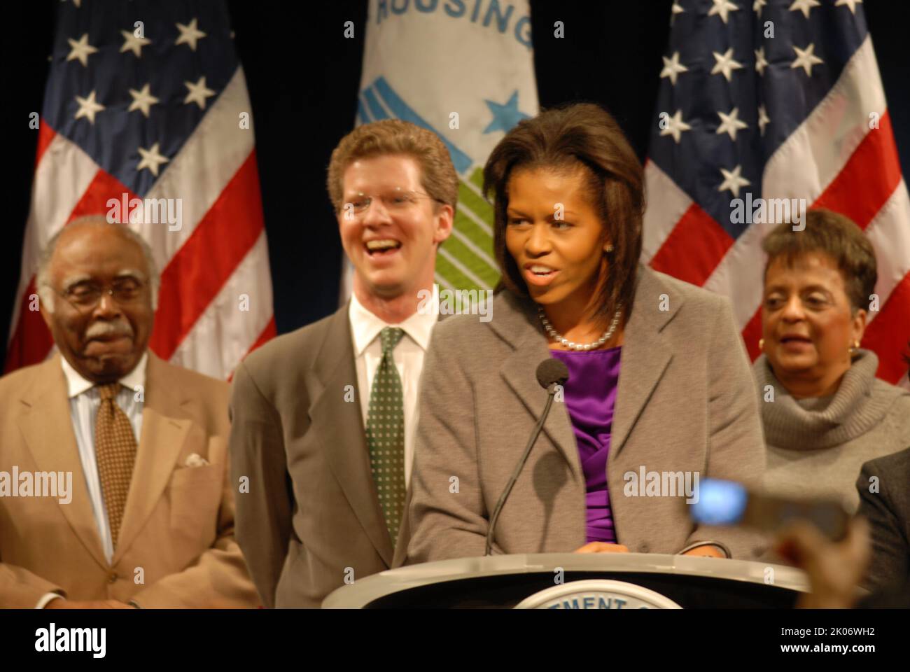 Visita della First Lady Michelle Obama alla sede dell'HUD. Foto Stock