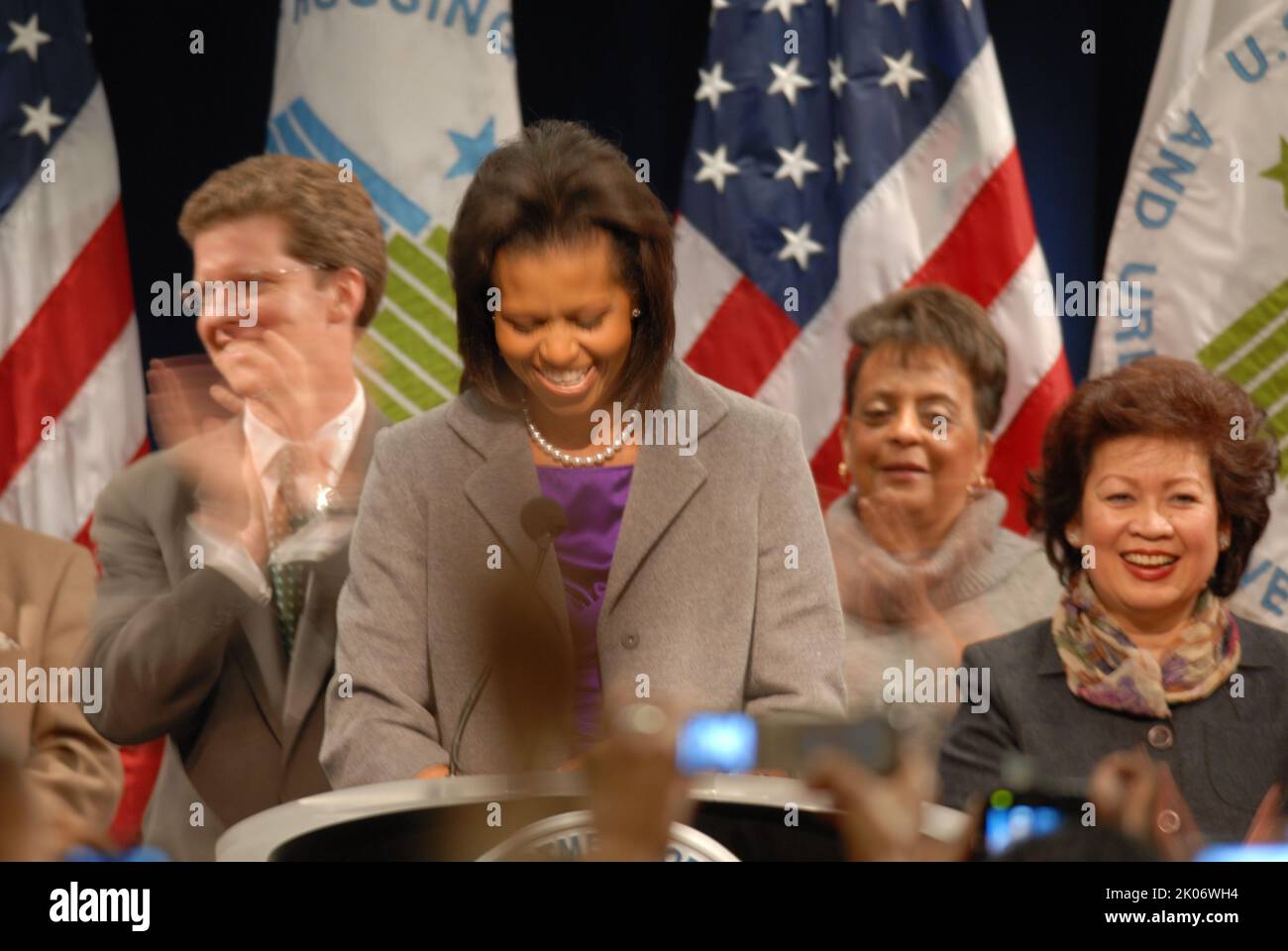 Visita della First Lady Michelle Obama alla sede dell'HUD. Foto Stock