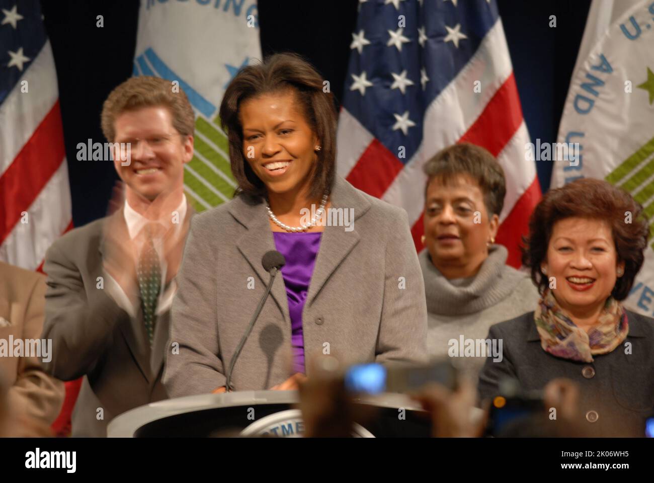 Visita della First Lady Michelle Obama alla sede dell'HUD. Foto Stock