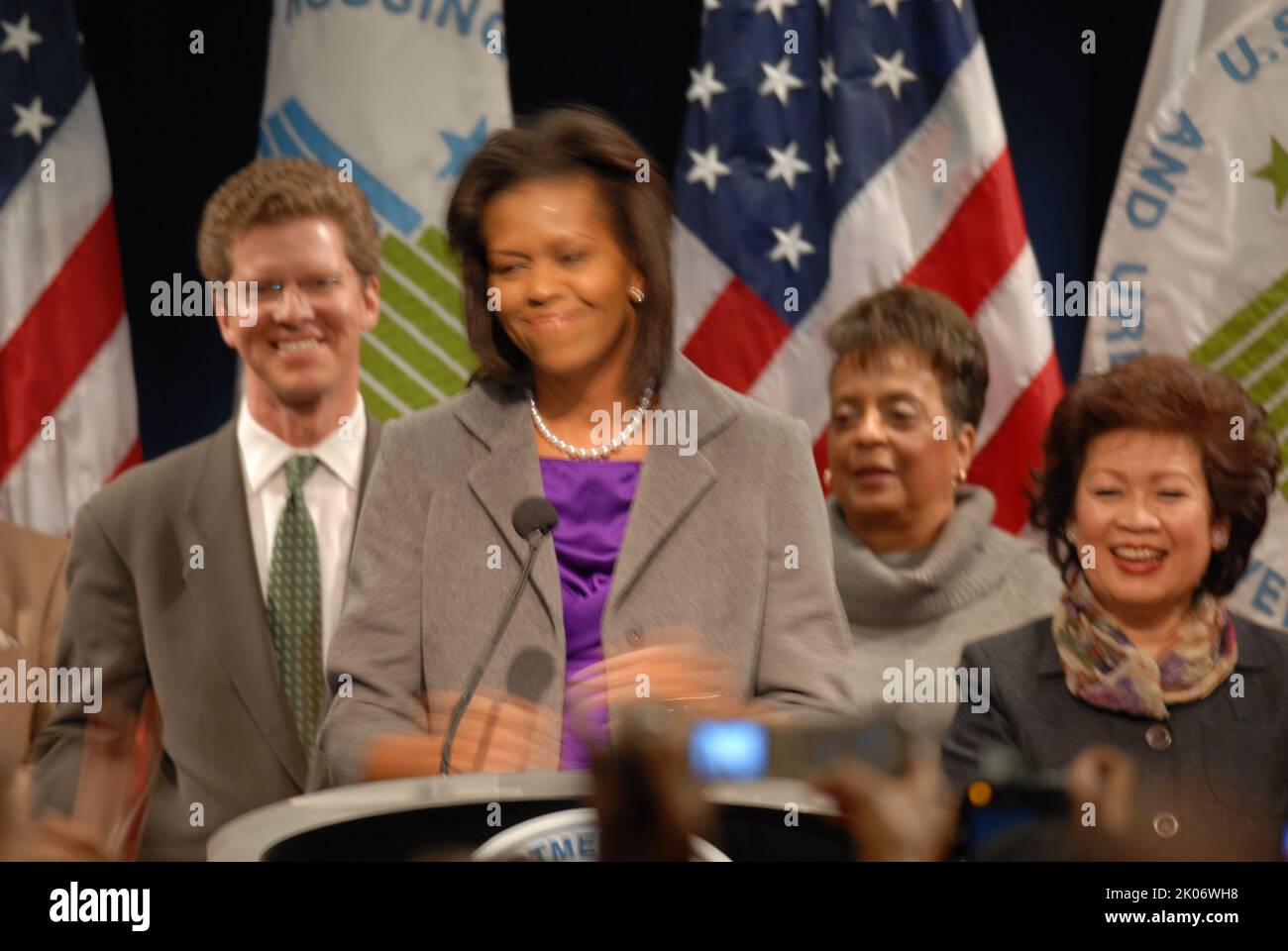 Visita della First Lady Michelle Obama alla sede dell'HUD. Foto Stock