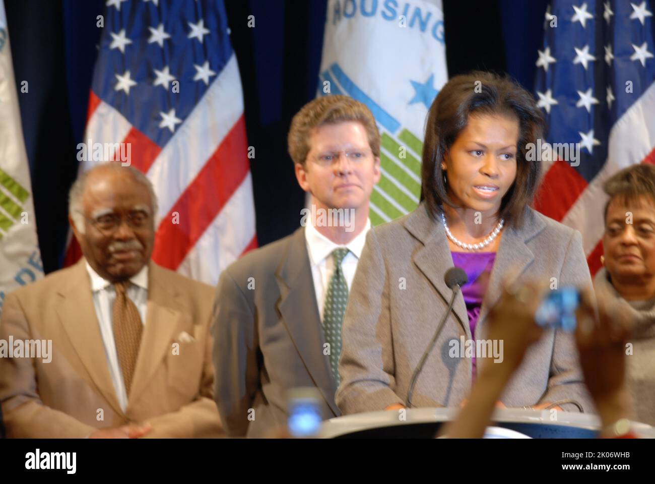 Visita della First Lady Michelle Obama alla sede dell'HUD. Foto Stock