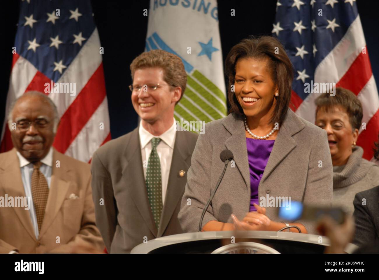 Visita della First Lady Michelle Obama alla sede dell'HUD. Foto Stock
