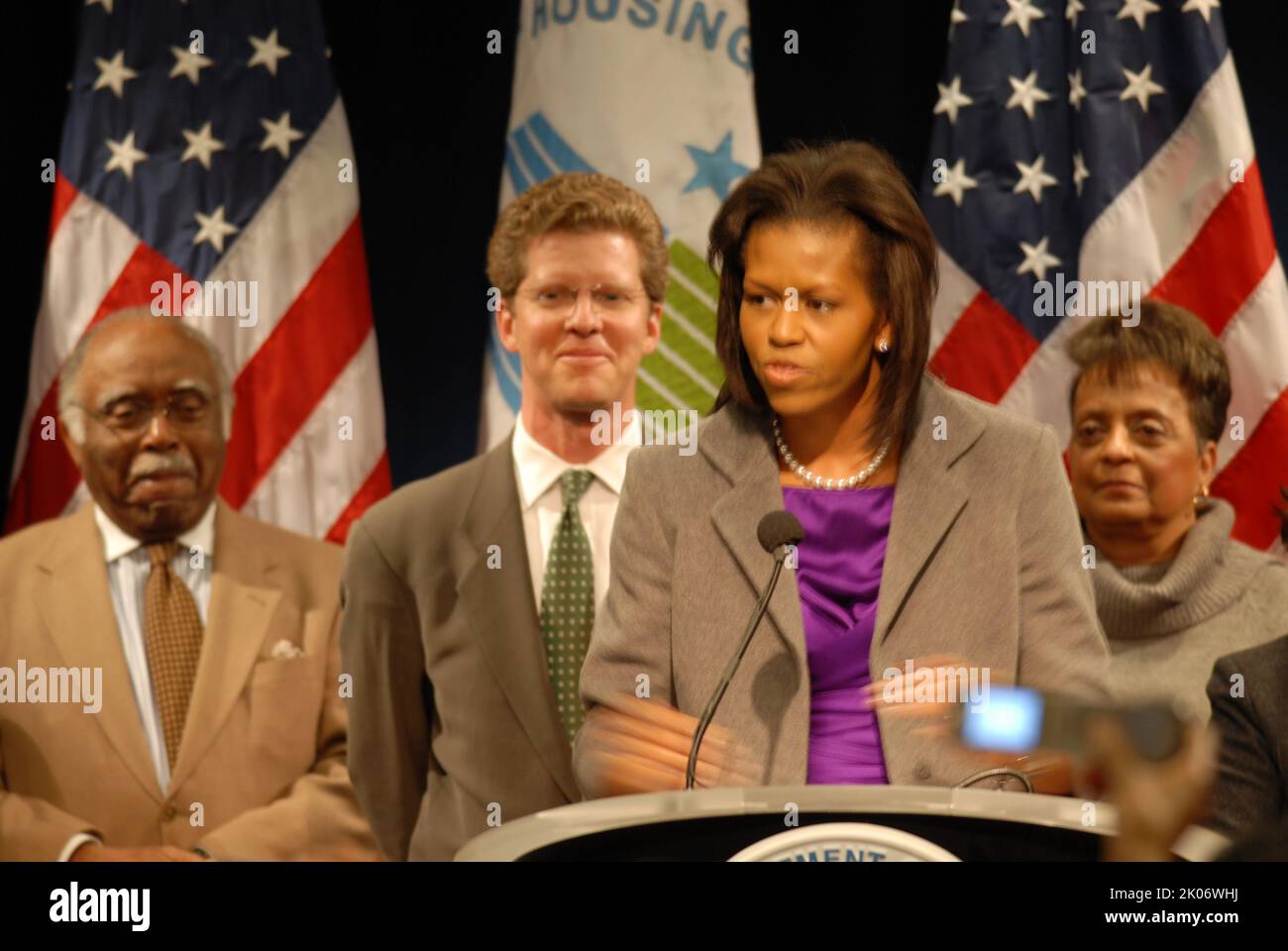 Visita della First Lady Michelle Obama alla sede dell'HUD. Foto Stock
