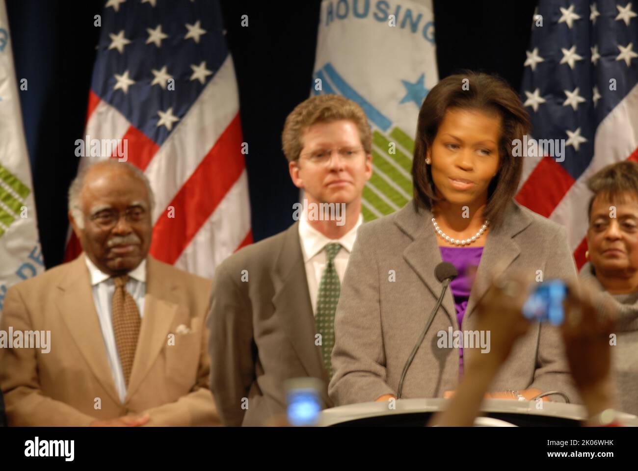 Visita della First Lady Michelle Obama alla sede dell'HUD. Foto Stock
