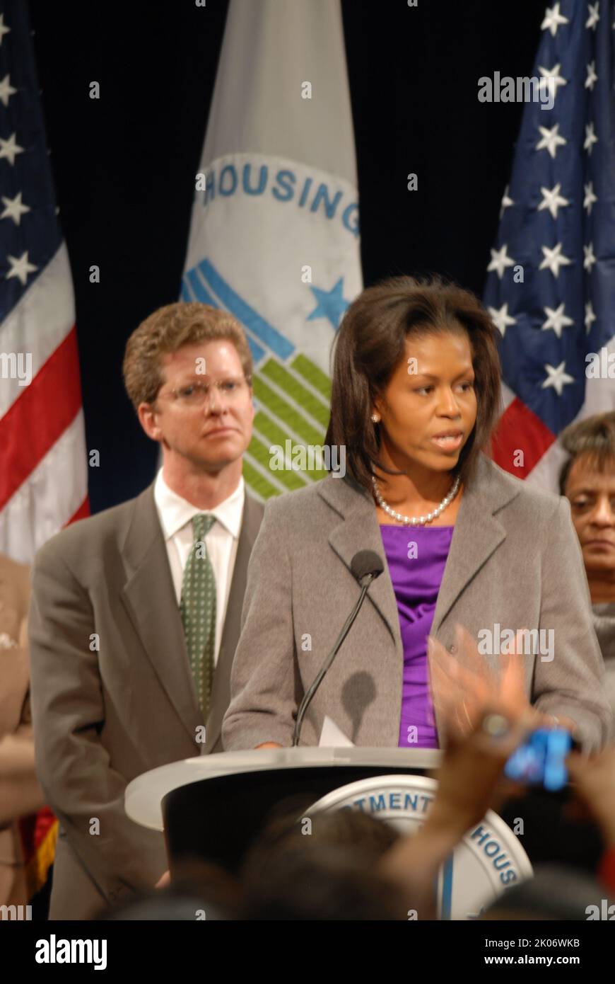 Visita della First Lady Michelle Obama alla sede dell'HUD. Foto Stock