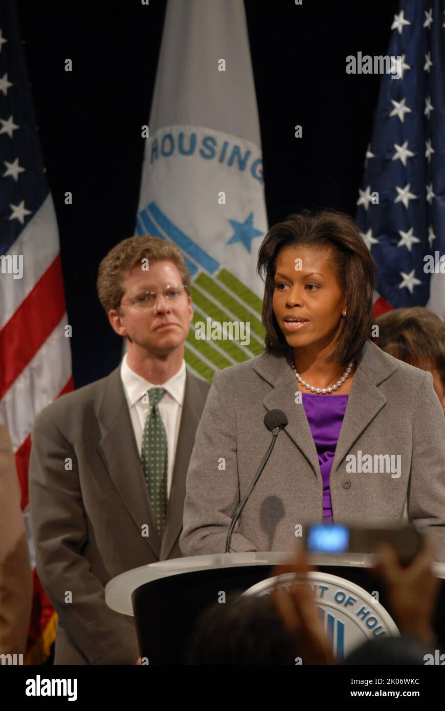 Visita della First Lady Michelle Obama alla sede dell'HUD. Foto Stock