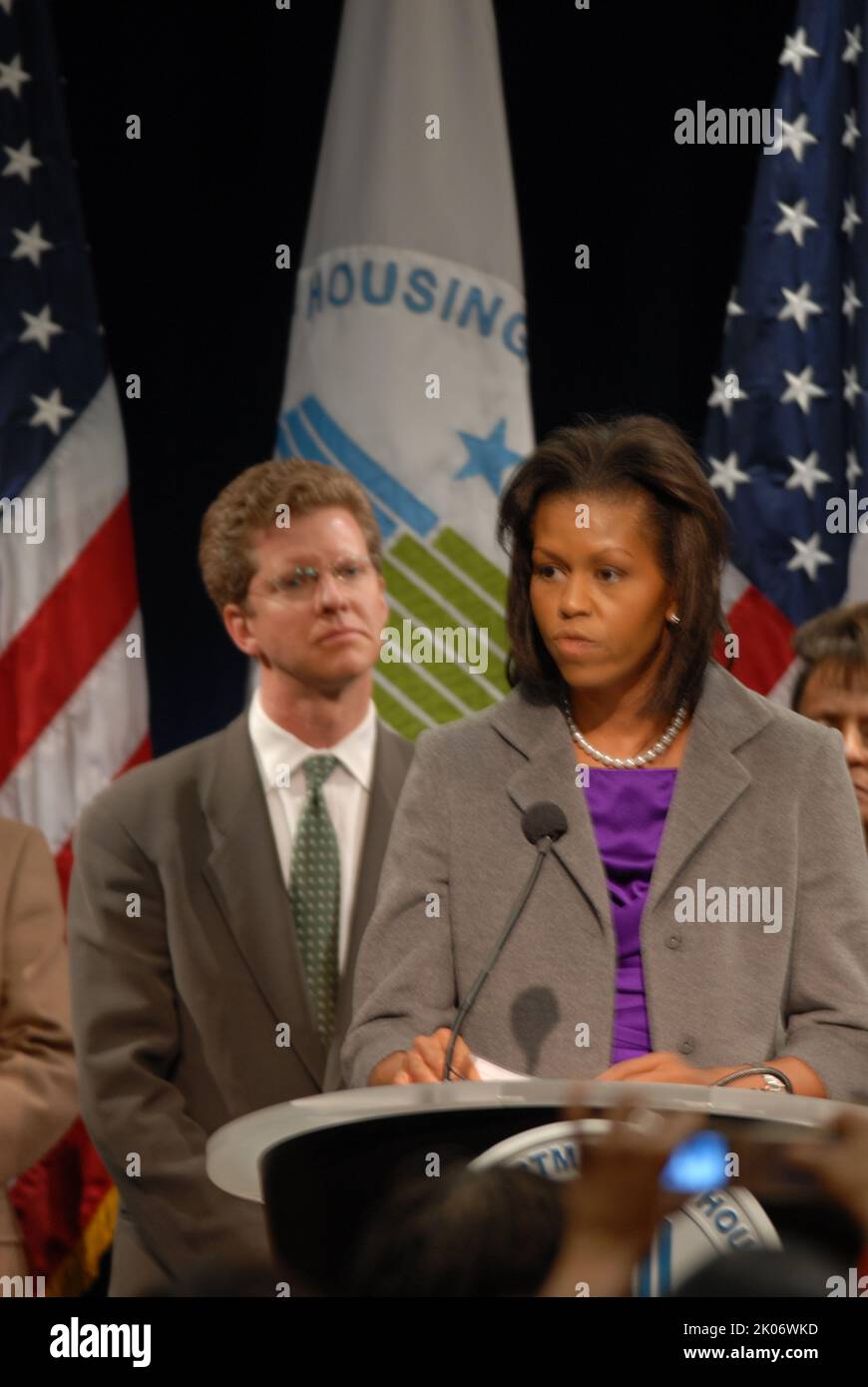 Visita della First Lady Michelle Obama alla sede dell'HUD. Foto Stock