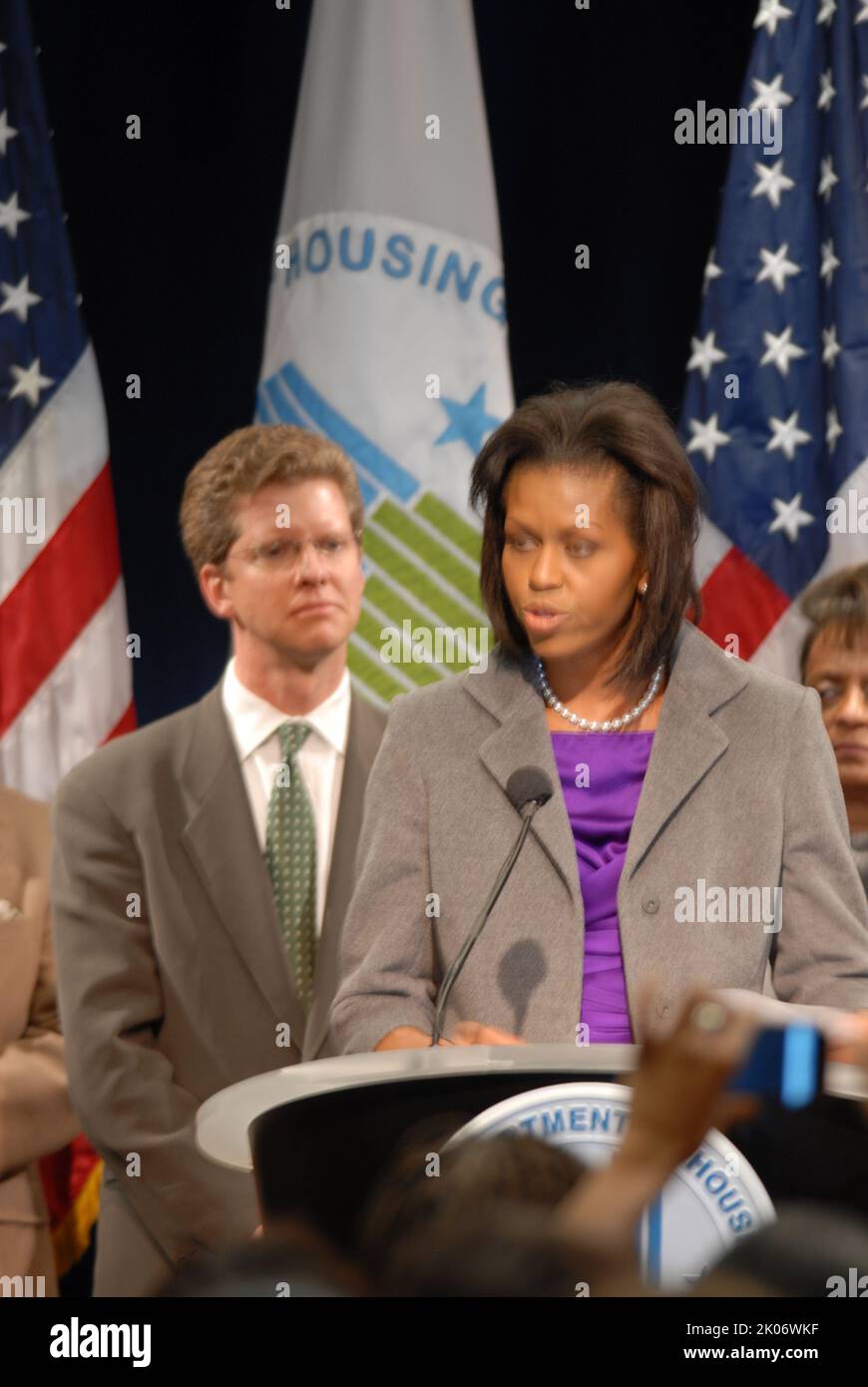 Visita della First Lady Michelle Obama alla sede dell'HUD. Foto Stock