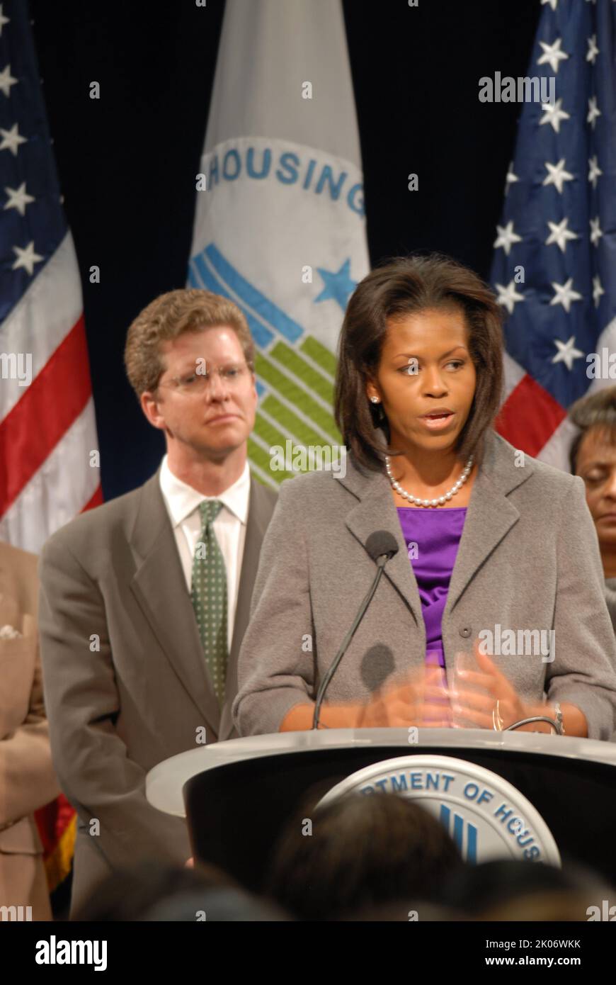 Visita della First Lady Michelle Obama alla sede dell'HUD. Foto Stock