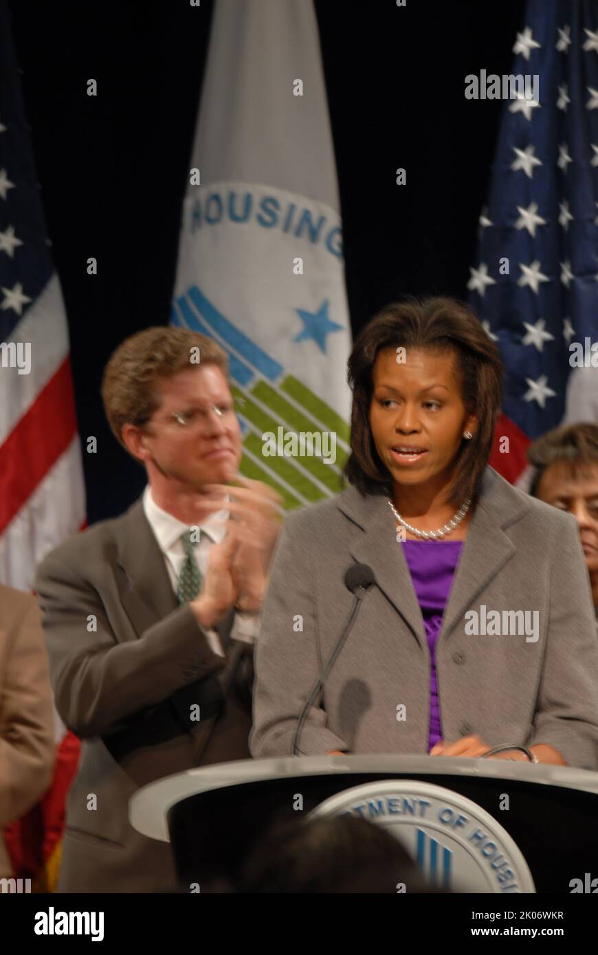 Visita della First Lady Michelle Obama alla sede dell'HUD. Foto Stock