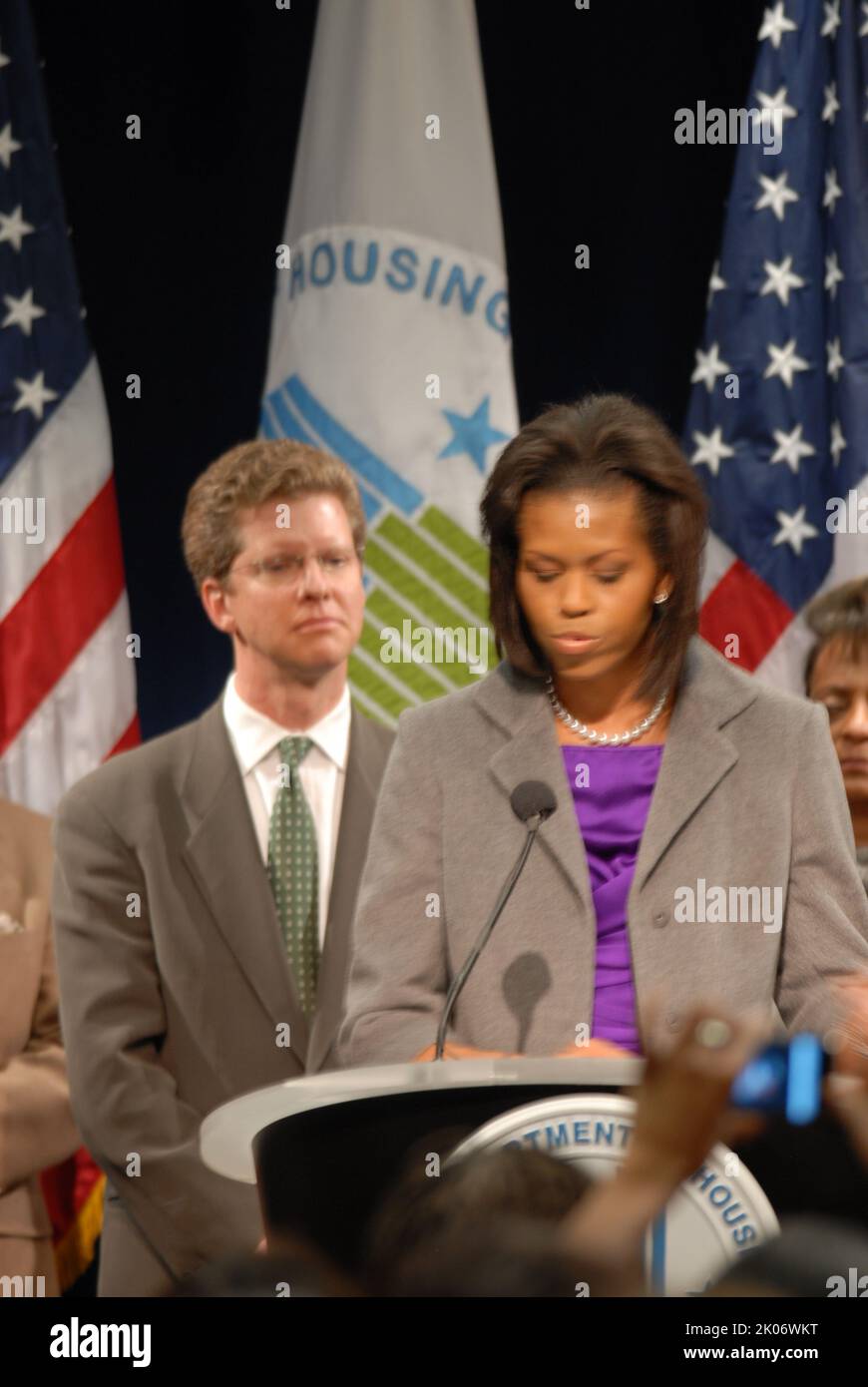Visita della First Lady Michelle Obama alla sede dell'HUD. Foto Stock