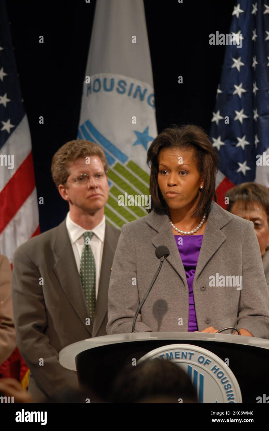 Visita della First Lady Michelle Obama alla sede dell'HUD. Foto Stock