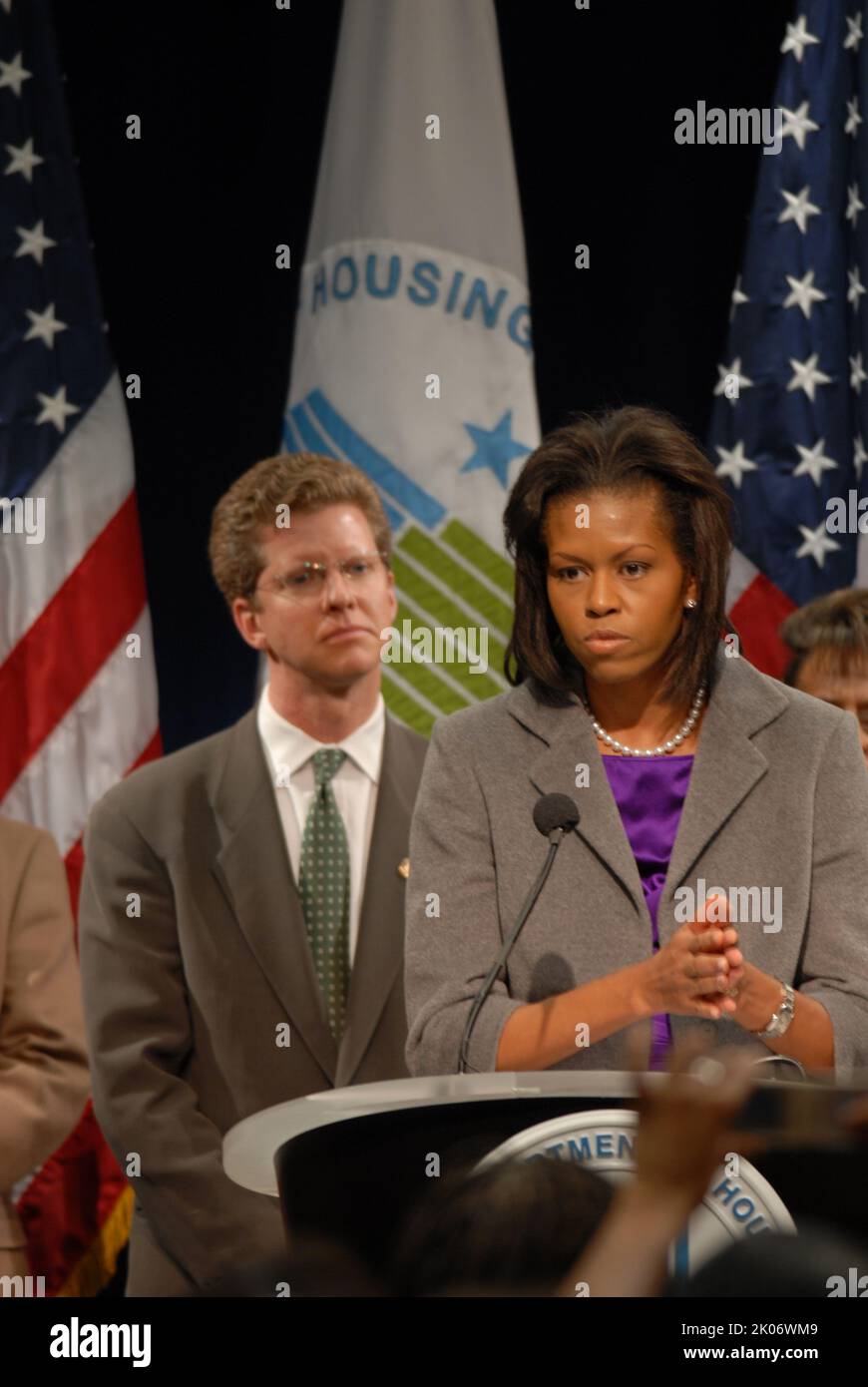 Visita della First Lady Michelle Obama alla sede dell'HUD. Foto Stock