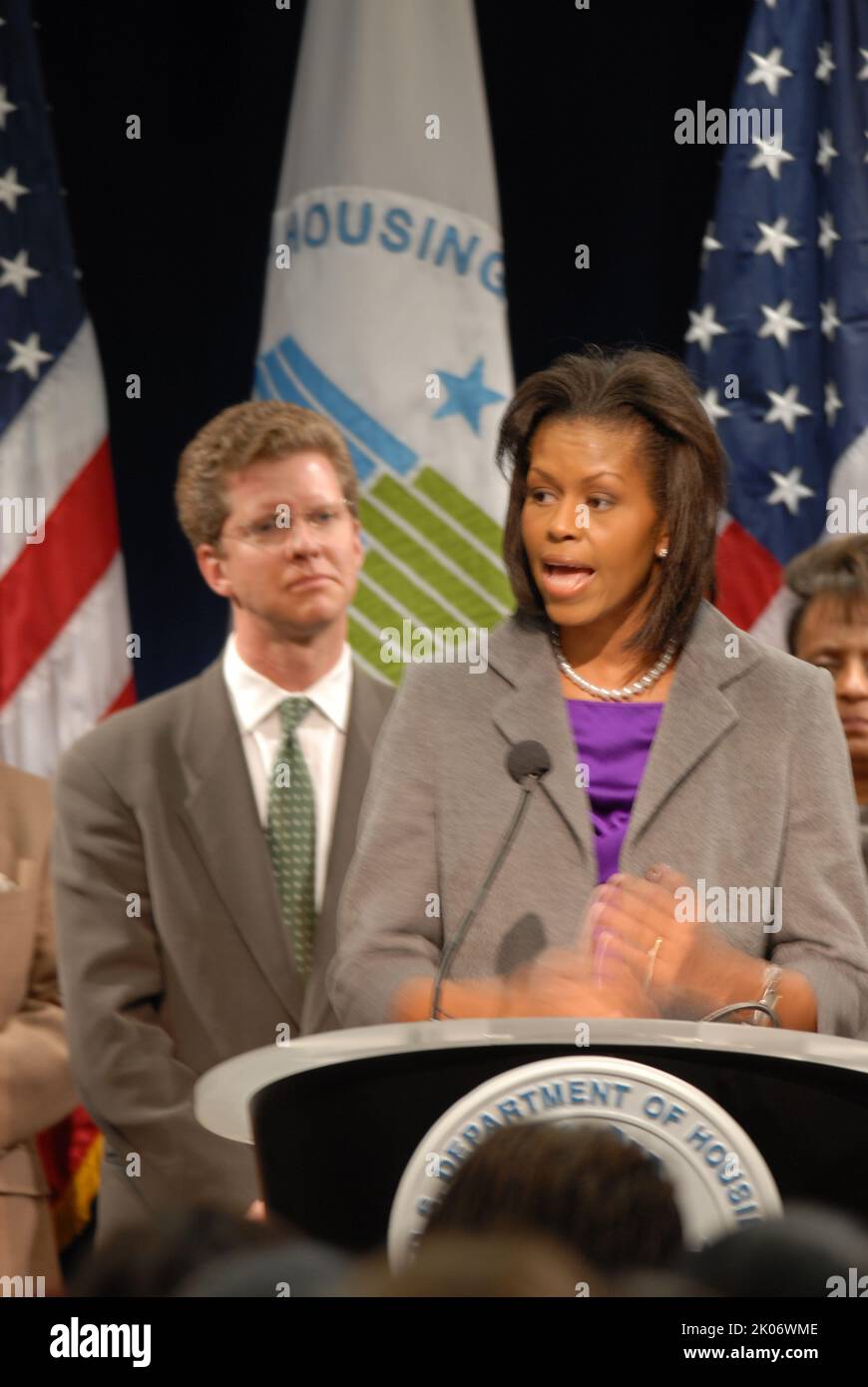 Visita della First Lady Michelle Obama alla sede dell'HUD. Foto Stock
