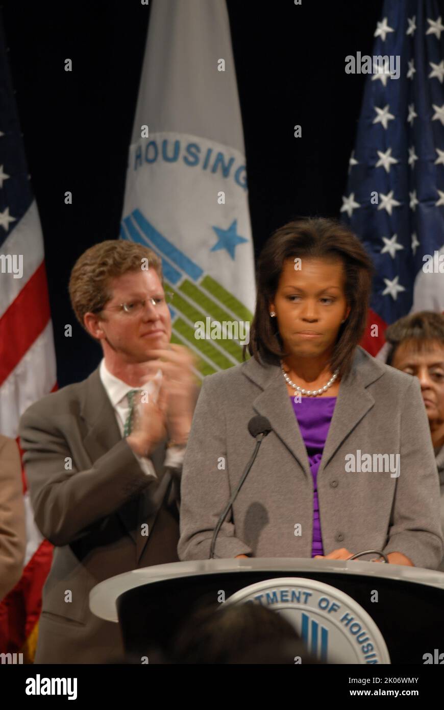 Visita della First Lady Michelle Obama alla sede dell'HUD. Foto Stock